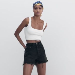 Black Zara High Rise Denim Shorts